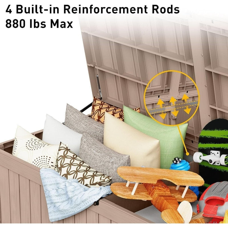 Coffre de rangement extérieur en résine avec serrure