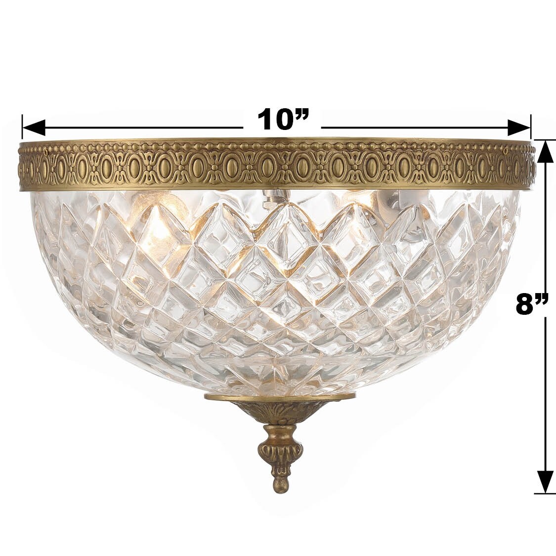 Plafonnier en cristal Crystorama à 2 lampes - 10 L x 8 H x 10 P