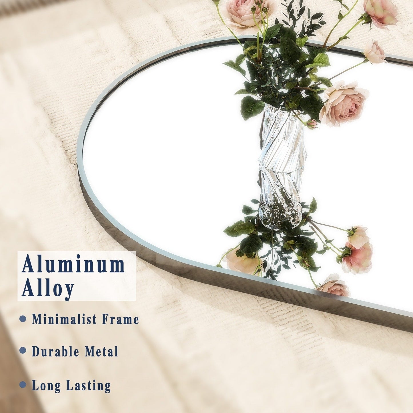 Miroir sur pied en métal arqué, miroir pleine longueur, miroir mural