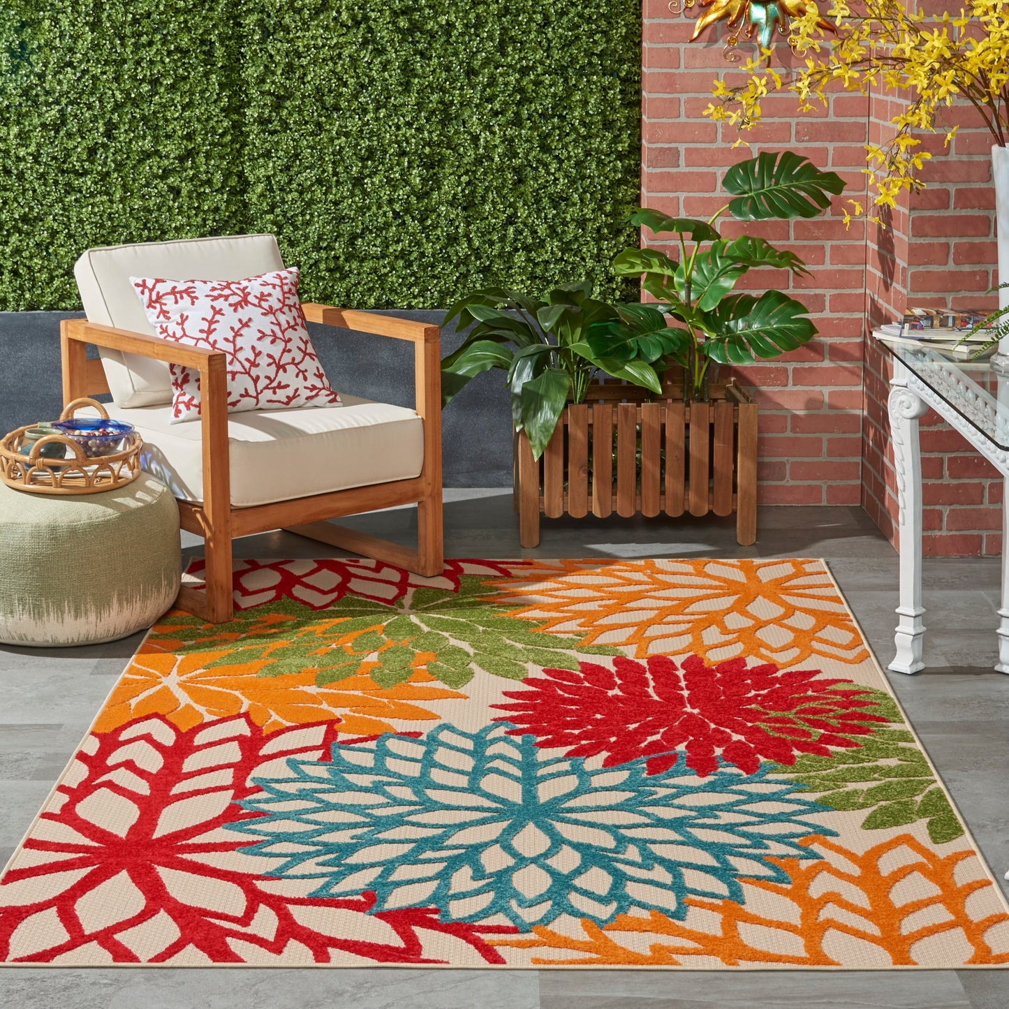 Tapis d'intérieur/extérieur Nourison Aloha Floral Moderne