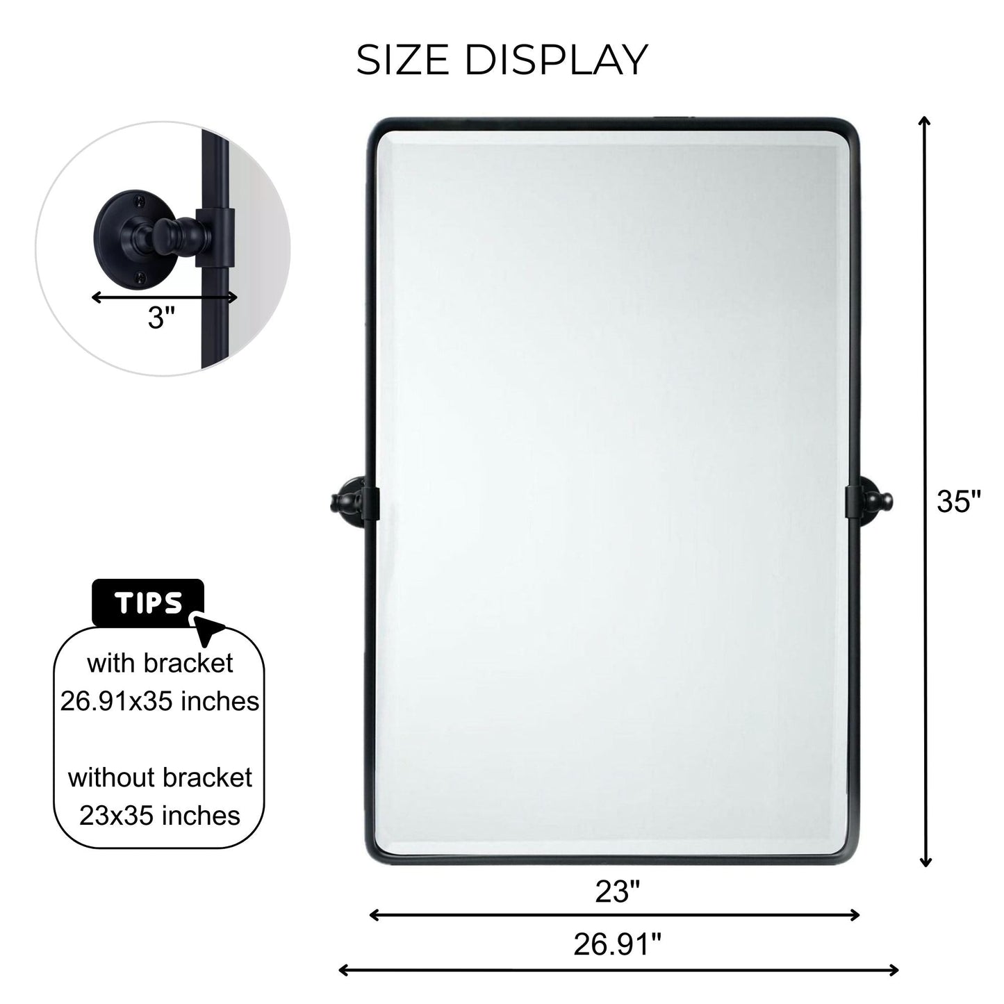 TEHOME Woodvale Rectangle Vertical Metal Wall Mirrors