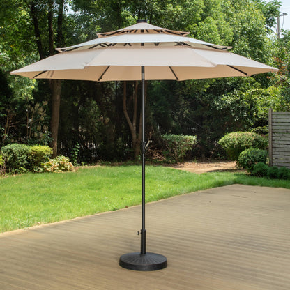 Parasol de terrasse MAISON ARTS de 3 m (10 pi) à 3 niveaux, à inclinaison automatique, double ventilation et éclairage LED