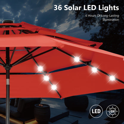 Parasol de terrasse MAISON ARTS de 3 m (10 pi) à 3 niveaux, à inclinaison automatique, double ventilation et éclairage LED