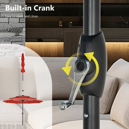 Parasol de terrasse MAISON ARTS de 3 m (10 pi) à 3 niveaux, à inclinaison automatique, double ventilation et éclairage LED