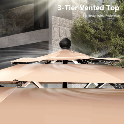 Parasol de terrasse MAISON ARTS de 3 m (10 pi) à 3 niveaux, à inclinaison automatique, double ventilation et éclairage LED