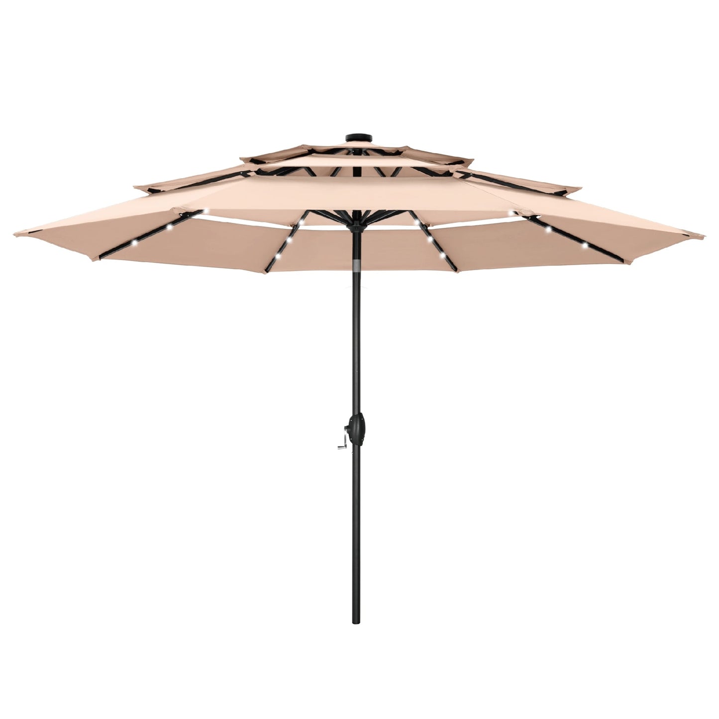 Parasol de terrasse MAISON ARTS de 3 m (10 pi) à 3 niveaux, à inclinaison automatique, double ventilation et éclairage LED