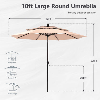 Parasol de terrasse MAISON ARTS de 3 m (10 pi) à 3 niveaux, à inclinaison automatique, double ventilation et éclairage LED