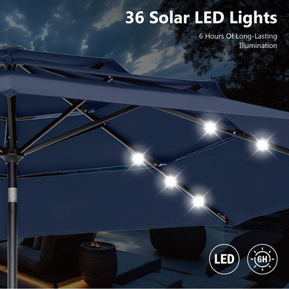 Parasol de terrasse MAISON ARTS de 3 m (10 pi) à 3 niveaux, à inclinaison automatique, double ventilation et éclairage LED