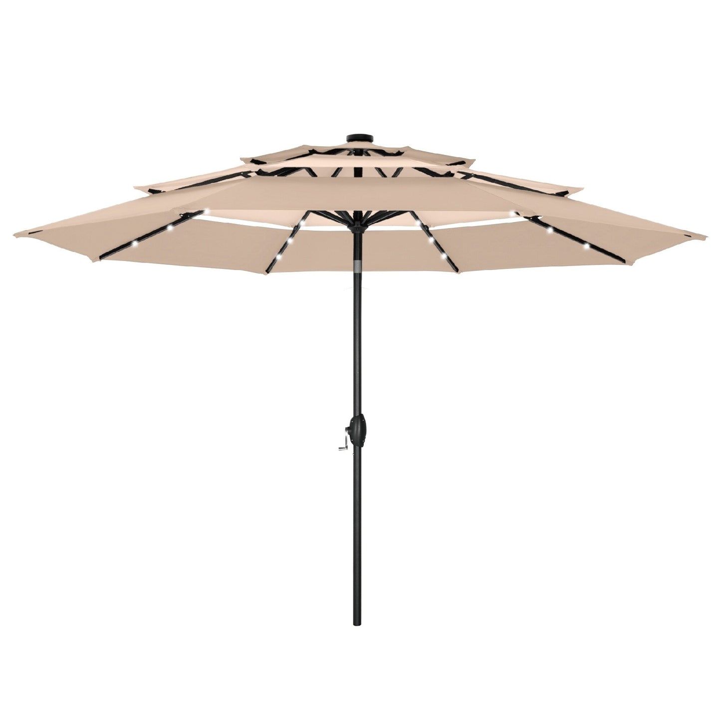 Parasol de terrasse MAISON ARTS de 3 m (10 pi) à 3 niveaux, à inclinaison automatique, double ventilation et éclairage LED