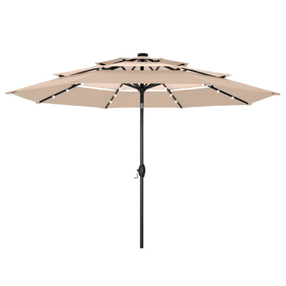 Parasol de terrasse MAISON ARTS de 3 m (10 pi) à 3 niveaux, à inclinaison automatique, double ventilation et éclairage LED