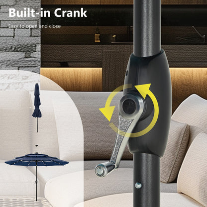 Parasol de terrasse MAISON ARTS de 3 m (10 pi) à 3 niveaux, à inclinaison automatique, double ventilation et éclairage LED