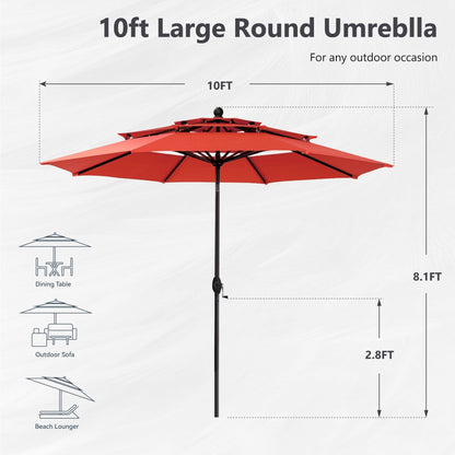 Parasol de terrasse MAISON ARTS de 3 m (10 pi) à 3 niveaux, à inclinaison automatique, double ventilation et éclairage LED