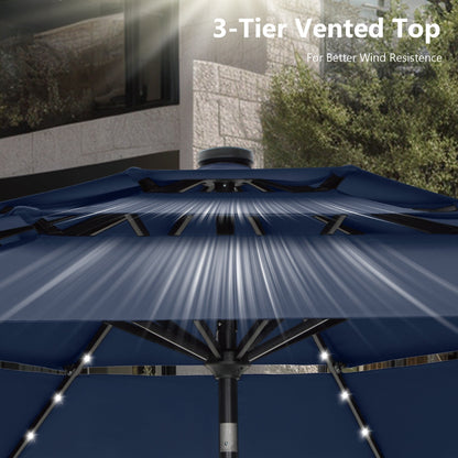 Parasol de terrasse MAISON ARTS de 3 m (10 pi) à 3 niveaux, à inclinaison automatique, double ventilation et éclairage LED