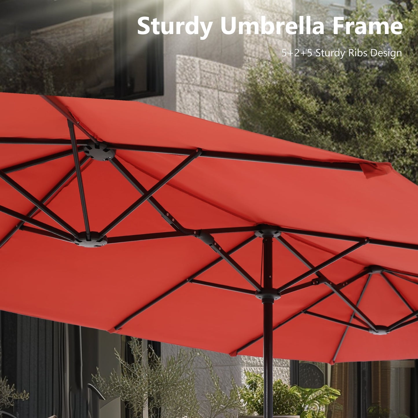 Parasol de terrasse double face extra large de 4 m (13 pi) avec manivelle, MAISON ARTS