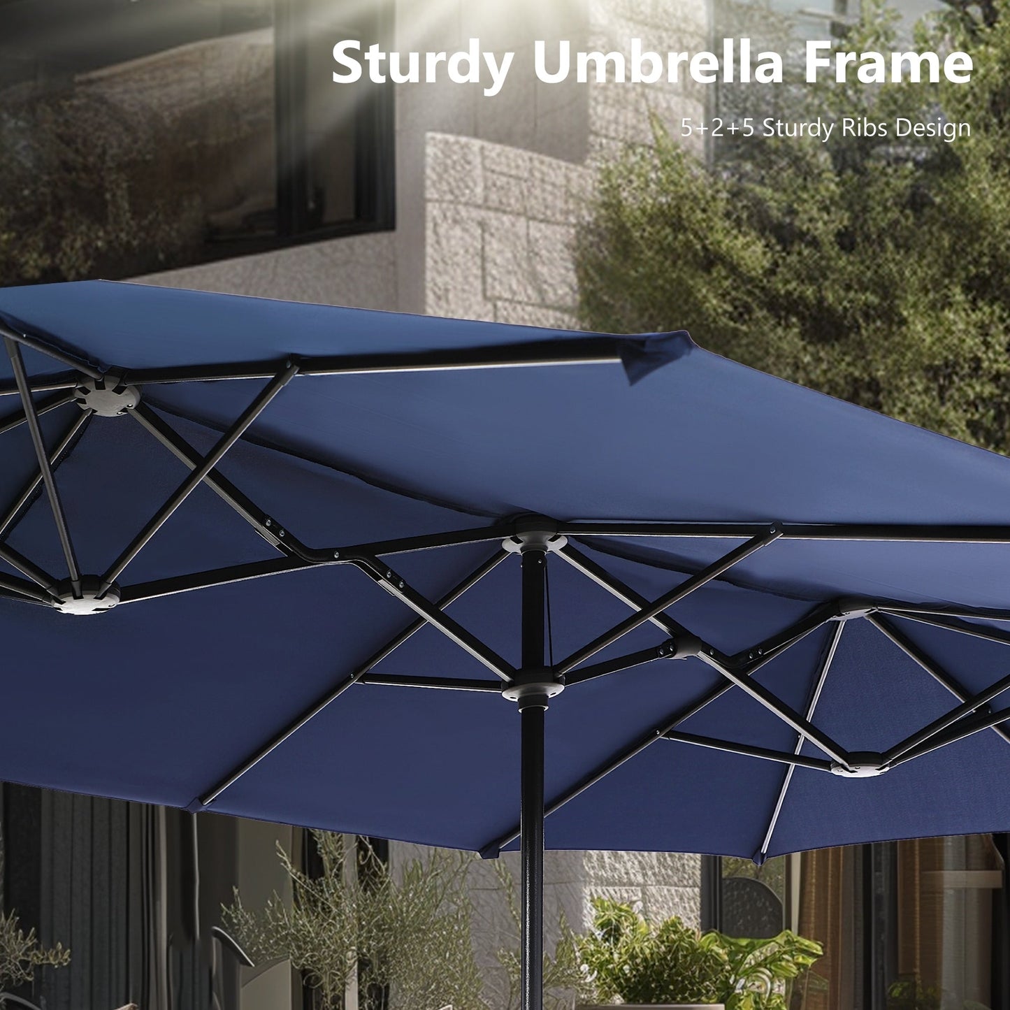 Parasol de terrasse double face extra large de 4 m (13 pi) avec manivelle, MAISON ARTS