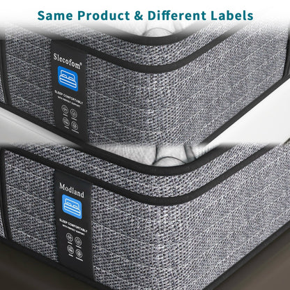 Matelas hybride Modland 14 pouces, fermeté moyenne, surmatelas européen - Mousse ignifugée CertiPUR-US pour soulager les maux de dos, 1 place/2 places/Queen/King