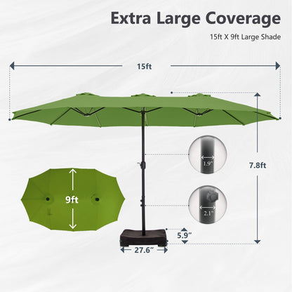 Parasol double face extra large de 4,57 m (15 pi) avec base incluse, MAISON ARTS