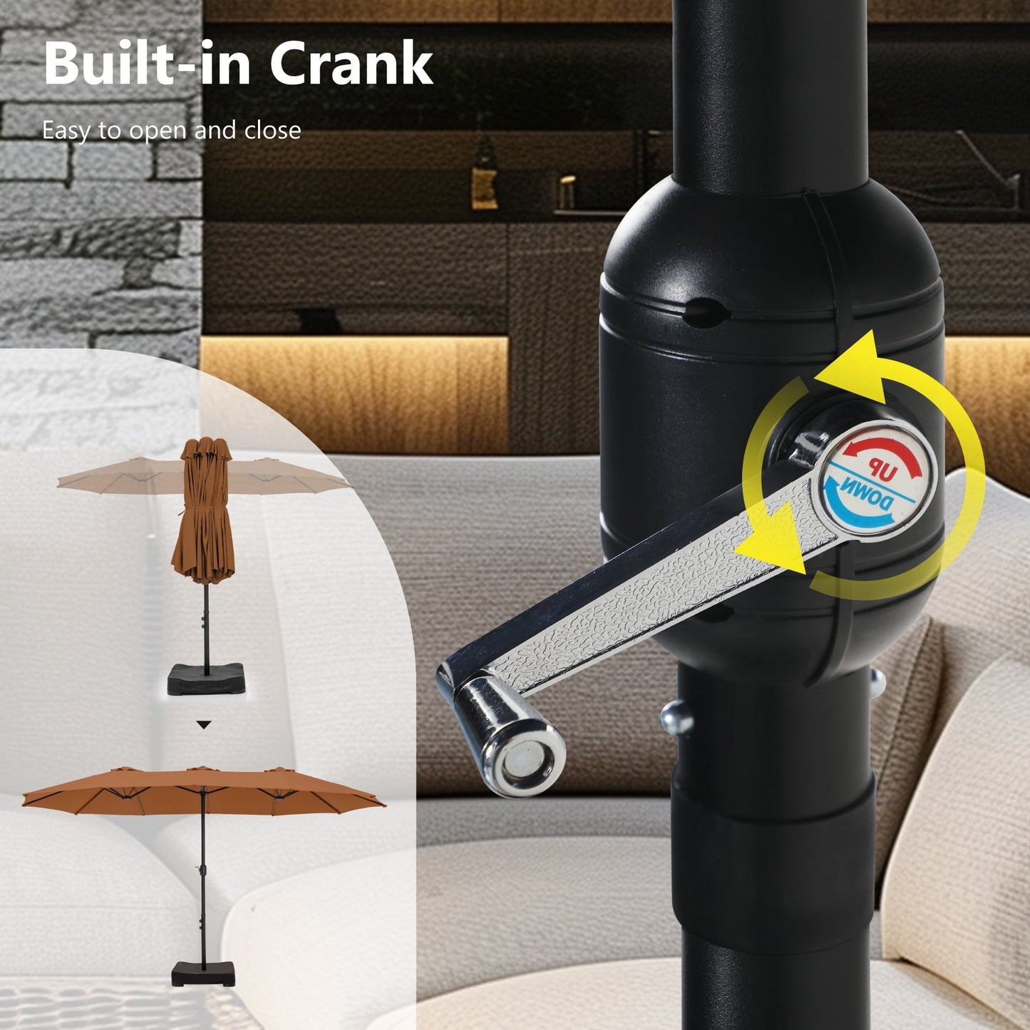 Parasol double face extra large de 4,57 m (15 pi) avec base incluse, MAISON ARTS