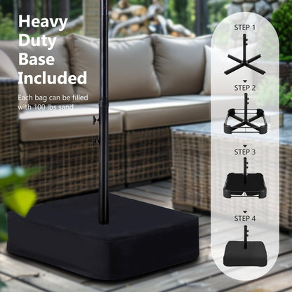 Parasol double face extra large de 4,57 m (15 pi) avec base incluse, MAISON ARTS