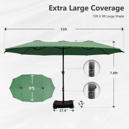Parasol double face extra large de 4,57 m (15 pi) avec base incluse, MAISON ARTS