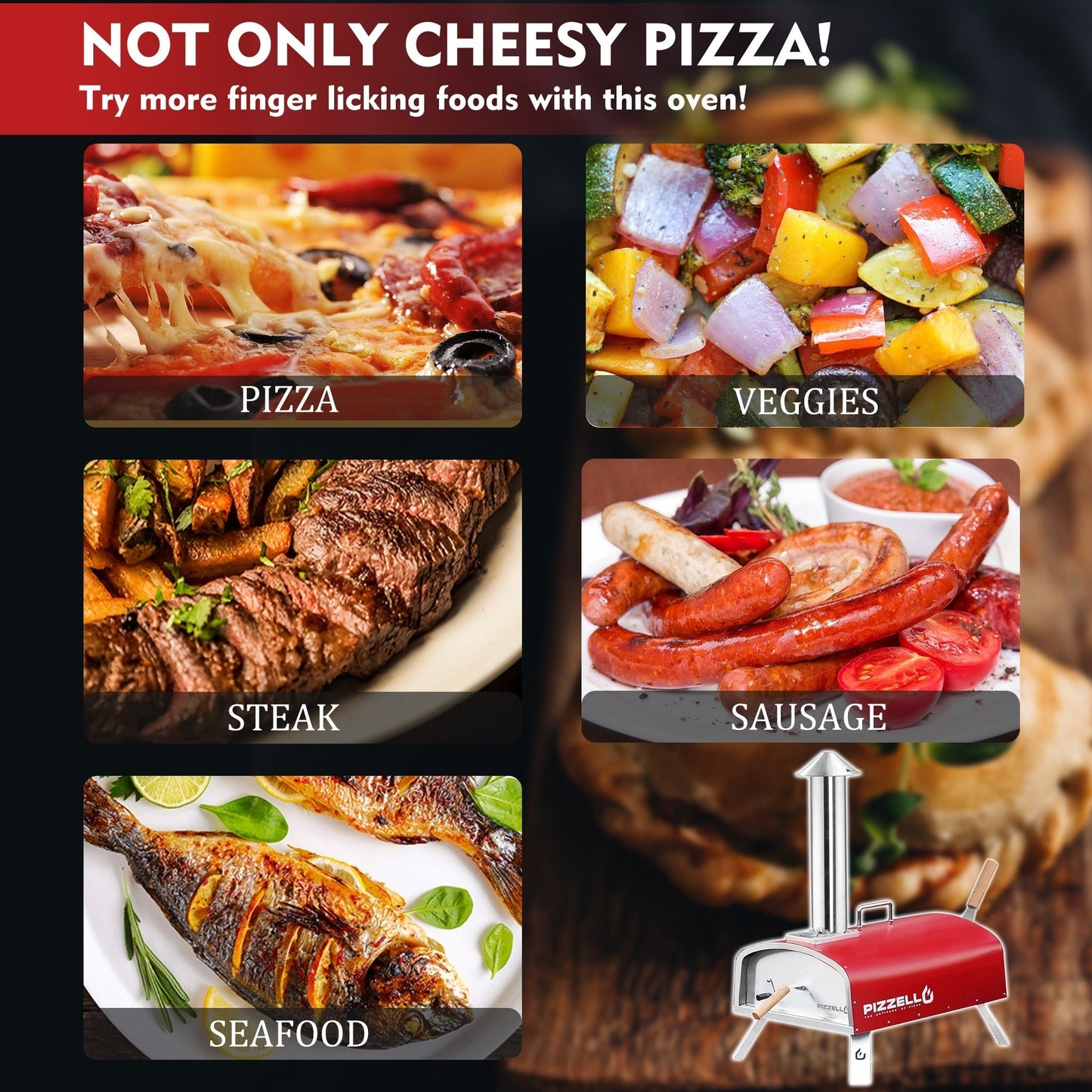 Four à pizza portable à bois d'extérieur avec pelle à pizza et sac de transport - 40 cm