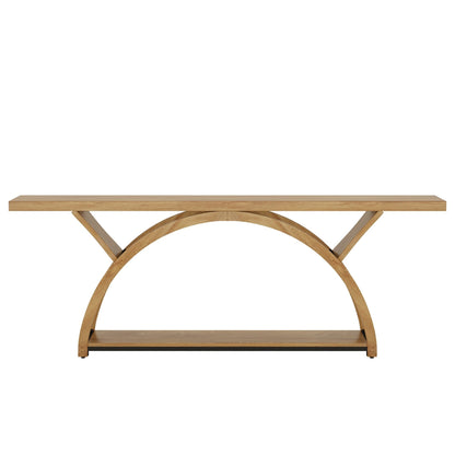 Console étroite à deux niveaux avec cadre semi-circulaire pour entrée, tables d'appoint de couloir grises