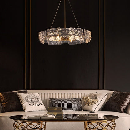 Lustre moderne en cristal doré de 23,6 po, 6 lumières, style tambour glamour, pour îlot de cuisine et salle à manger