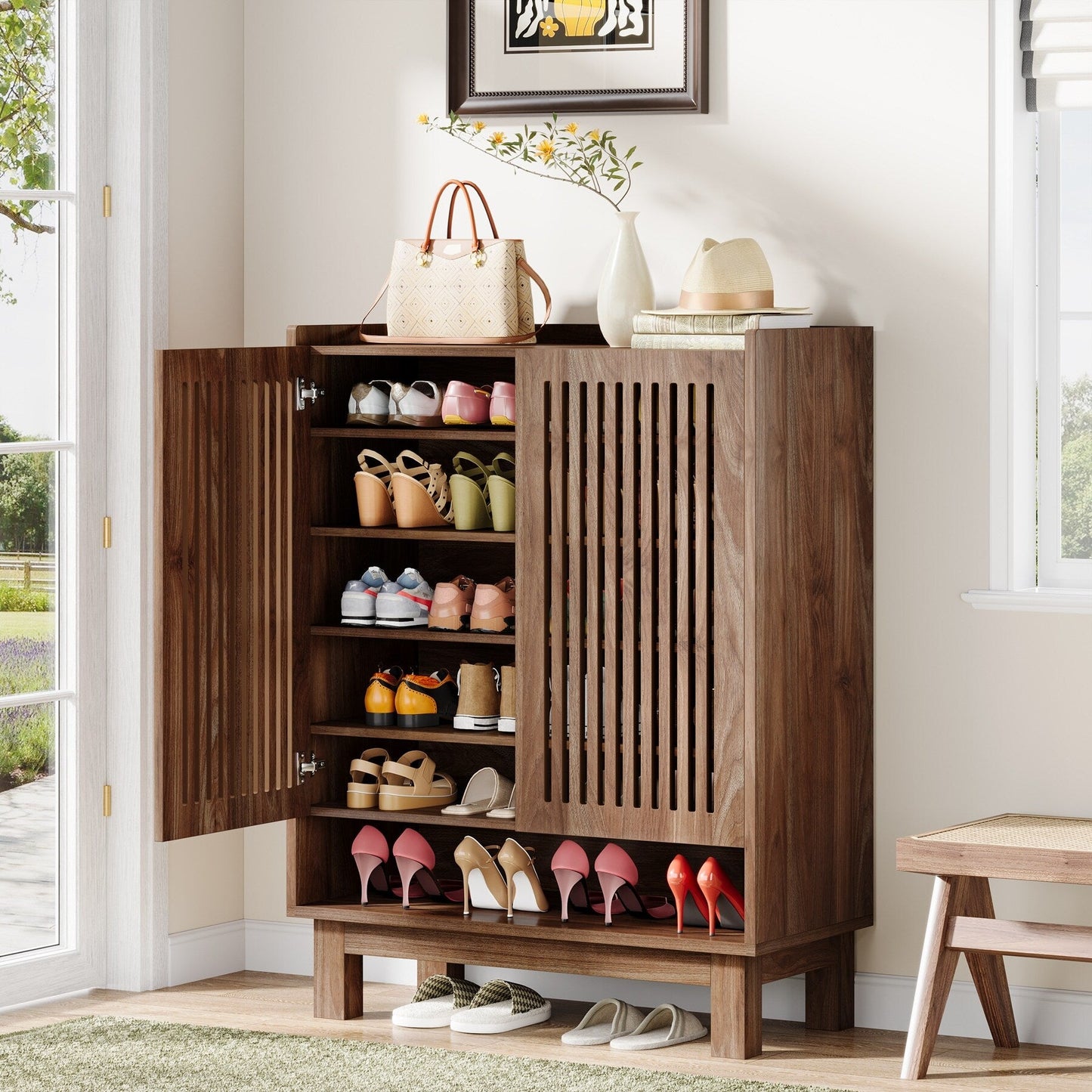 Meuble de rangement à chaussures 24 paires avec porte pour entrée et salon