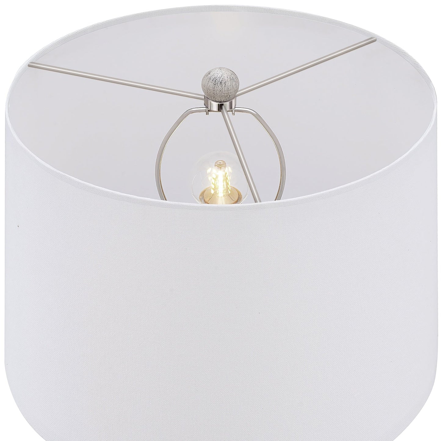 Lampe de table de style campagnard beige délavé/doré de 24,5 pouces avec abat-jour en lin blanc (lot de 2) - 24,5 H