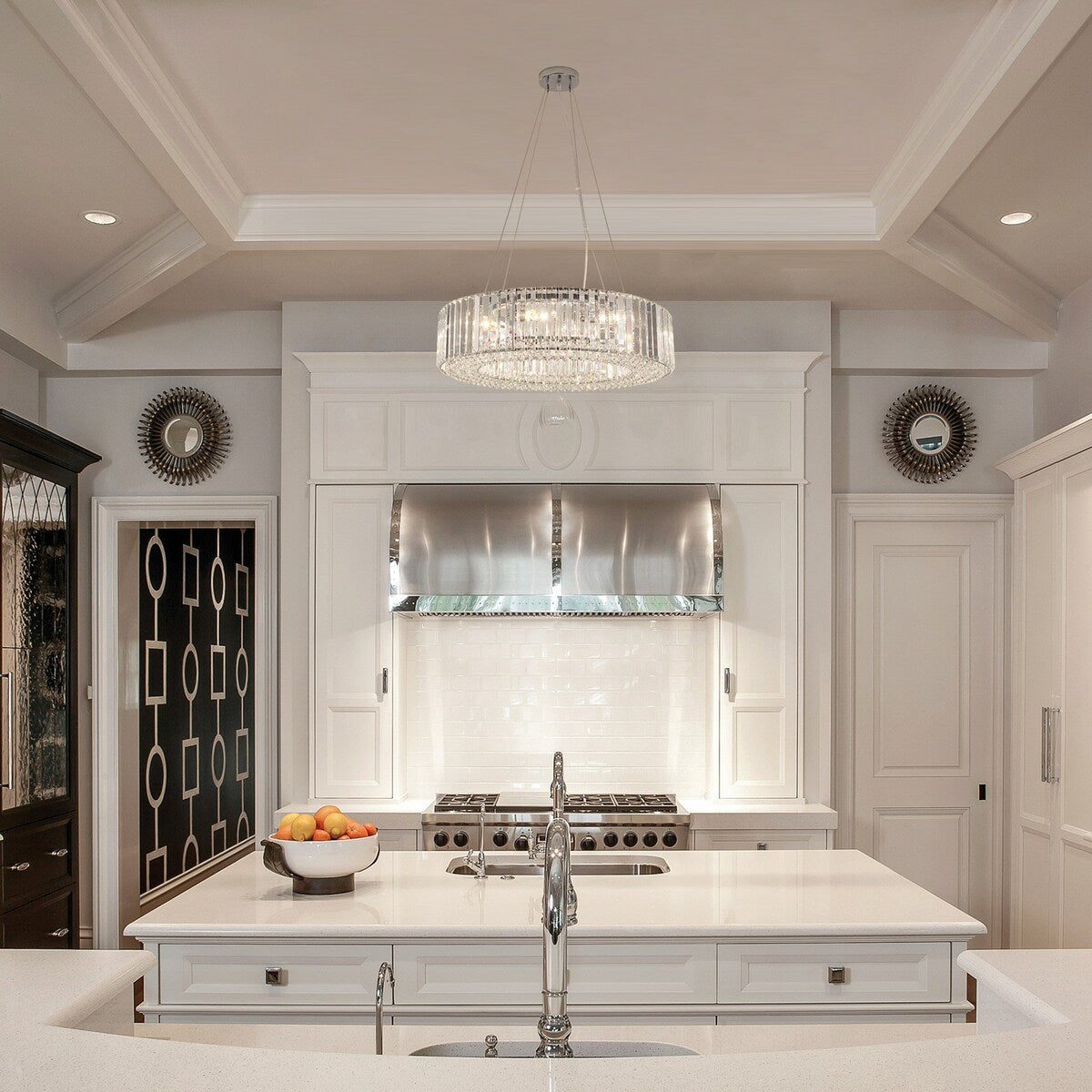 Lustre de ferme de 63 cm à 8 lumières, lustre en cristal, lustre tambour pour salle à manger, salon, chambre à coucher, cuisine