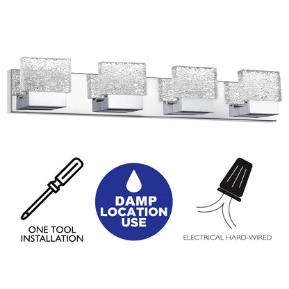 Applique murale à LED intégrée C Cattleya en acier inoxydable 3000 K avec abat-jour en verre artistique - Chrome