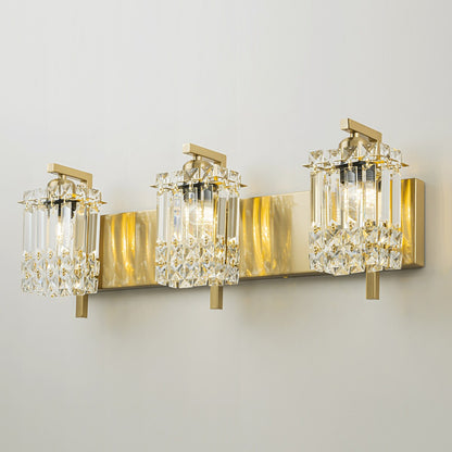 Applique murale en cristal à 3 lumières pour miroir de salle de bain moderne et glamour
