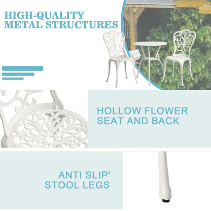 Ensemble de 3 tables et chaises papillon en aluminium pour patio extérieur avec trou pour parasol