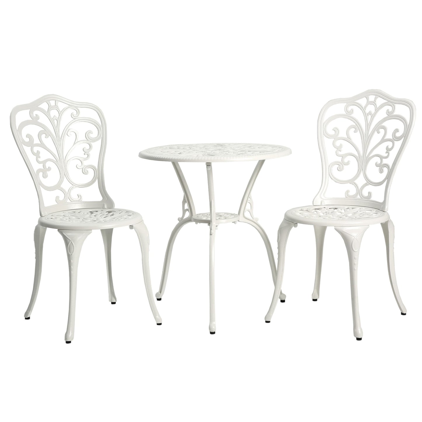 Ensemble de 3 tables et chaises papillon en aluminium pour patio extérieur avec trou pour parasol