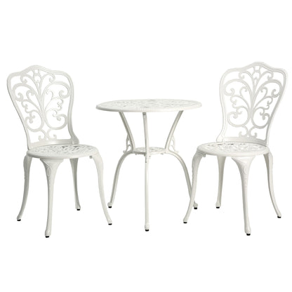 Ensemble de 3 tables et chaises papillon en aluminium pour patio extérieur avec trou pour parasol