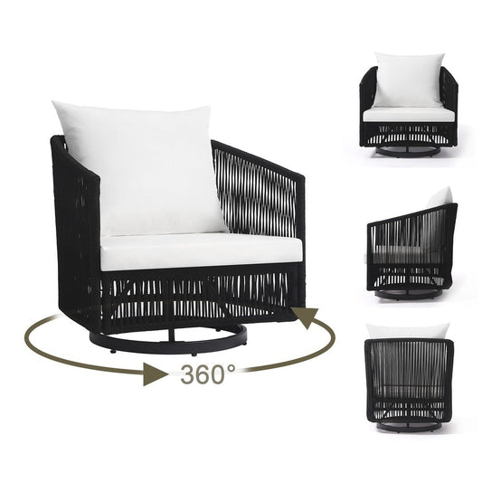 Ensemble de 3 chaises longues pivotantes d'extérieur pour jardin