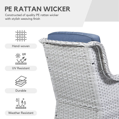 Fauteuil à bascule pivotant d'extérieur Gymojoy 3 pièces en osier avec coussin et table