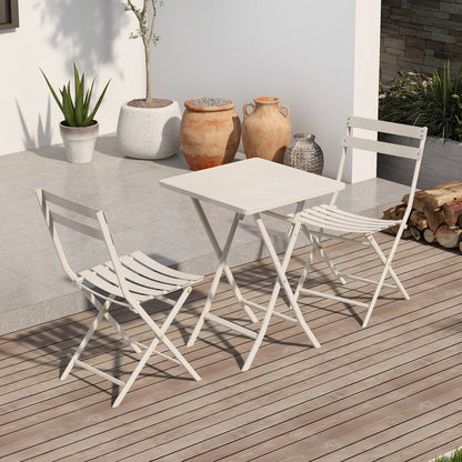 Ensemble bistro minimaliste de patio 3 pièces avec table carrée pliable et chaises - 3 pièces