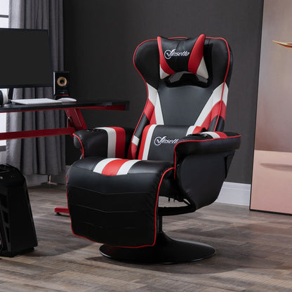 Fauteuil de jeu inclinable pivotant à 360°, style course, avec support lombaire, repose-pieds et deux porte-gobelets pour salle de jeux