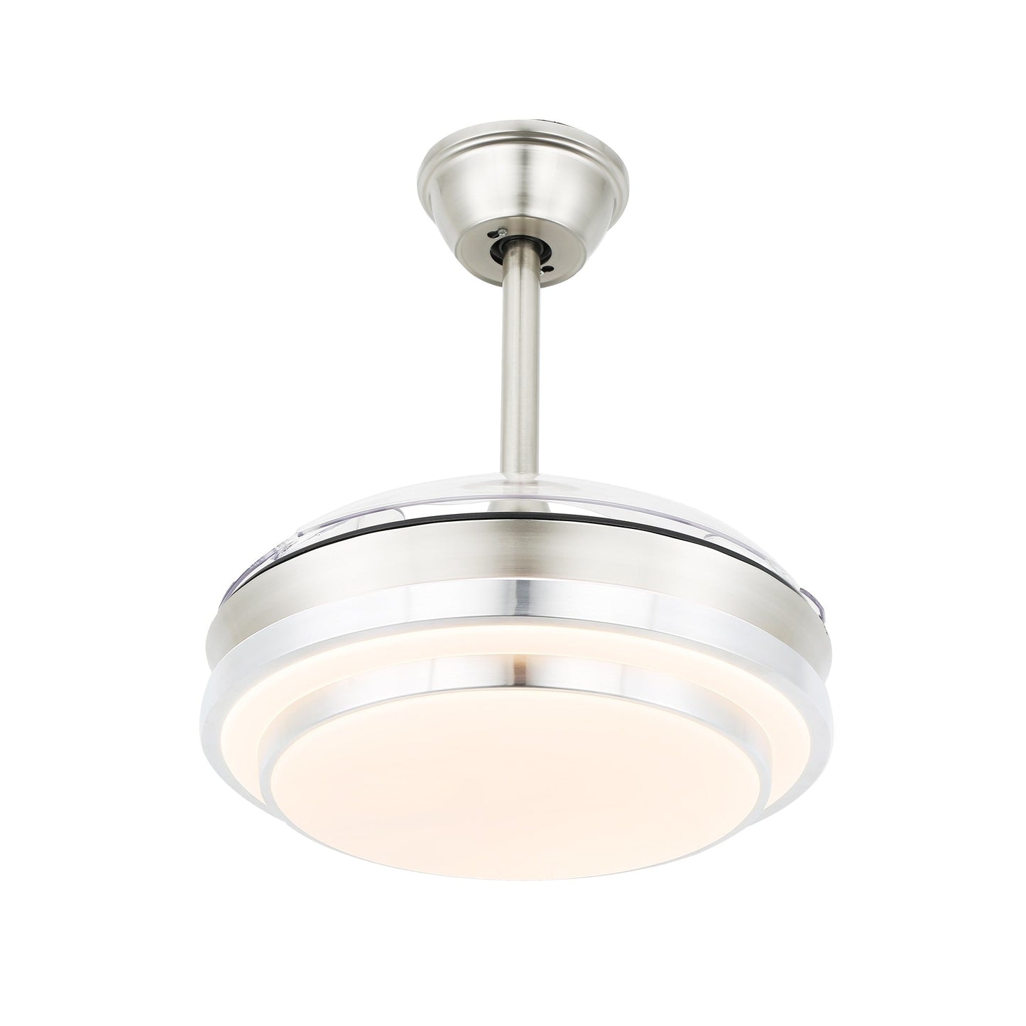 Ventilateur de plafond rétractable moderne Bella Depot 36 avec éclairage LED, pales réversibles à 6 vitesses et télécommande