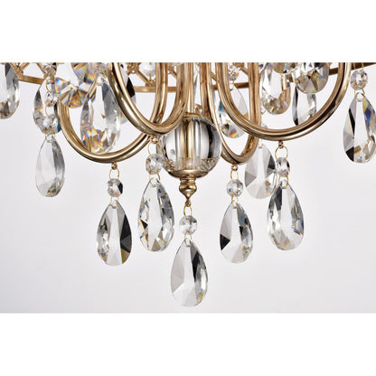 Lustre tambour rond à perles avec cristaux suspendus