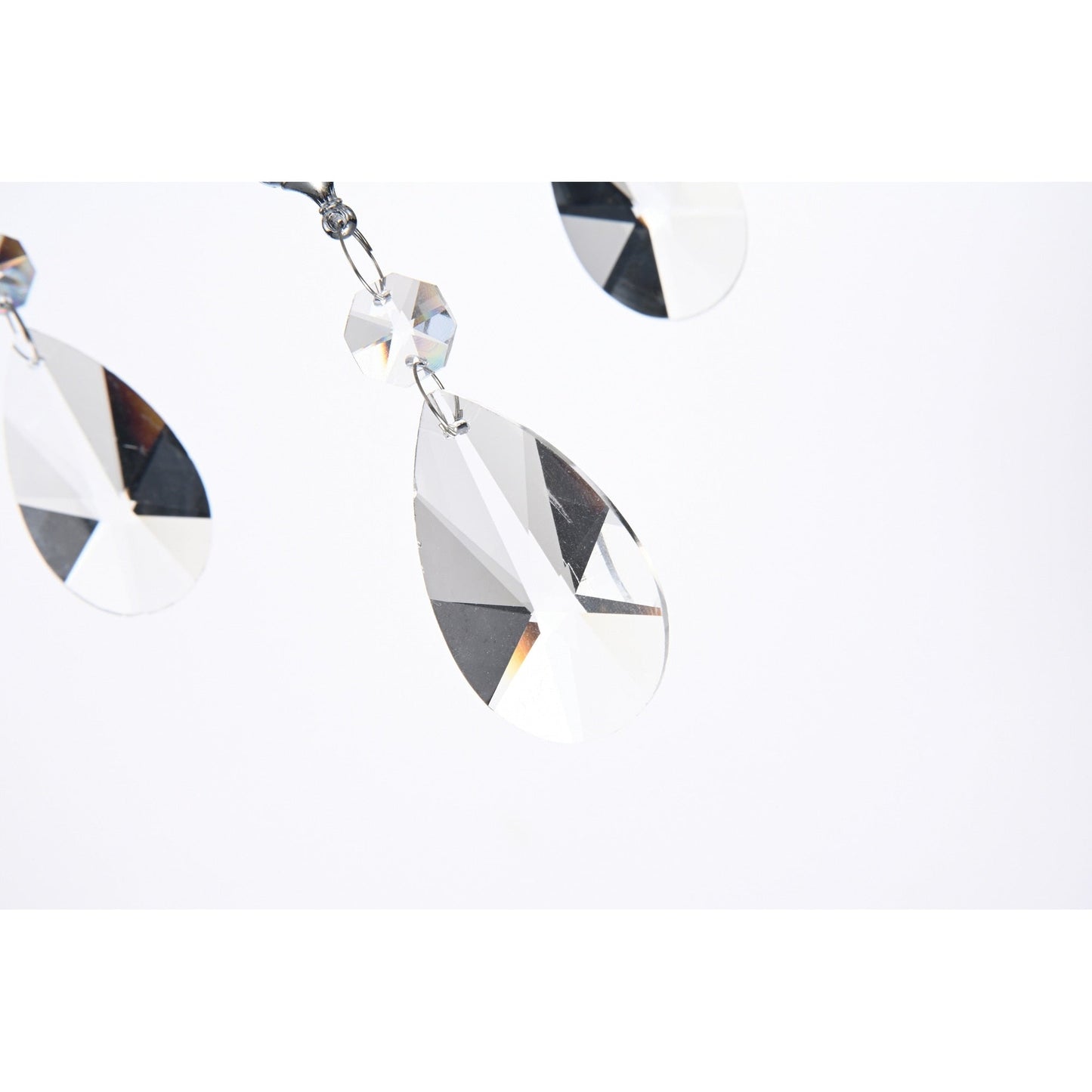 Lustre tambour rond à perles avec cristaux suspendus