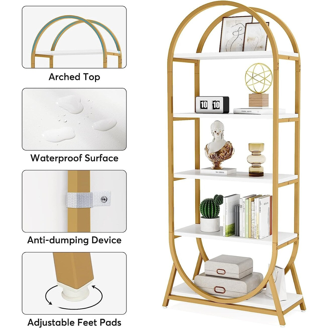 Étagère ouverte, étagères de rangement de style industriel avec structure métallique