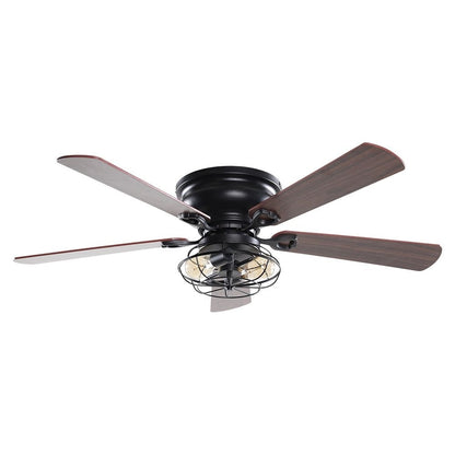Ventilateur de plafond encastré noir Farmhouse de 48 po à 5 pales en bois à profil bas avec télécommande et kit d'éclairage
