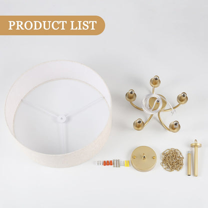 Plafonnier semi-encastré moderne à 5 lampes pour salle à manger, chambre à coucher, salon - N/A