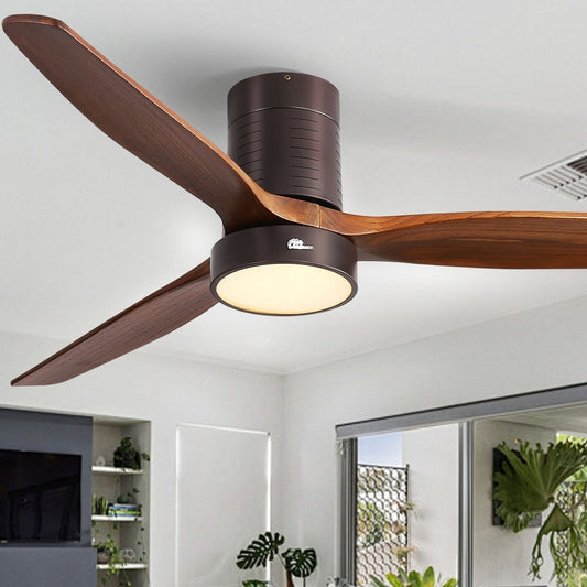 Ventilateur de plafond encastré de style campagnard de 52 pouces avec éclairage et télécommande, moteur CC réversible