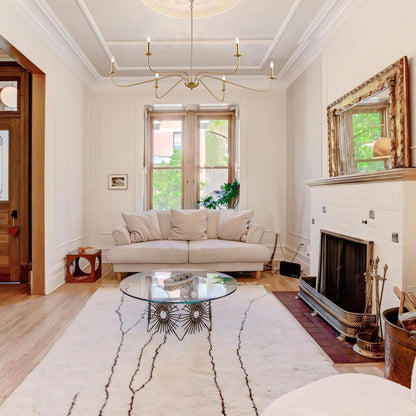 Lustre minimaliste à 6 lumières de 64 pouces, noir mat, or et chrome - N/A