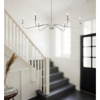 Lustre minimaliste à 6 lumières de 64 pouces, noir mat, or et chrome - N/A