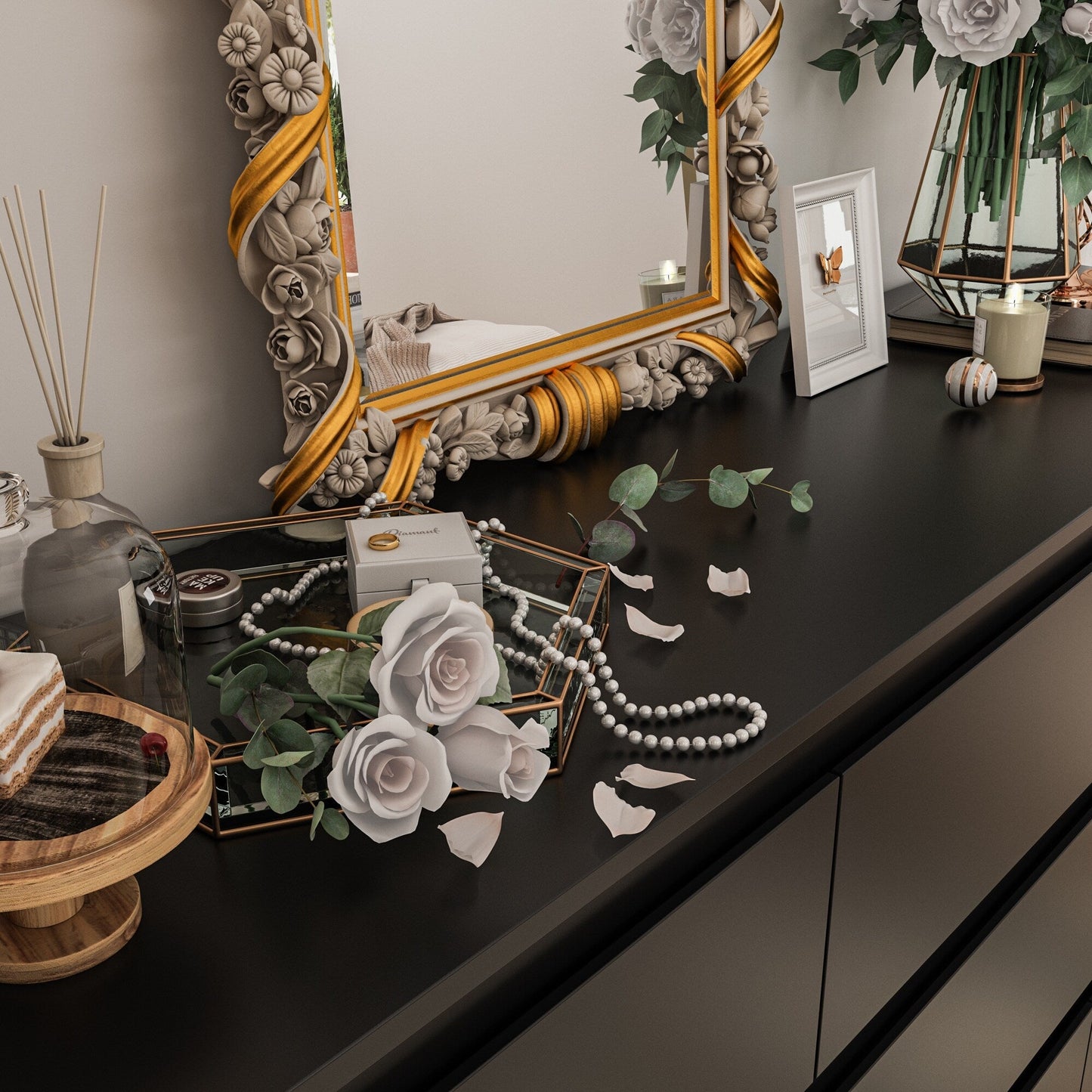 Commode d'appoint à 9 tiroirs 63W pour salon, chambre à coucher