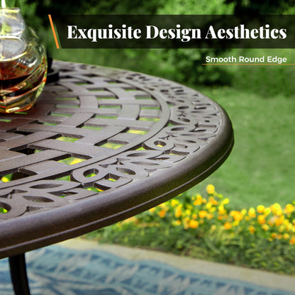 Ensemble de salle à manger/terrasse MAISON ARTS en aluminium moulé avec table ronde et 6 chaises de terrasse en aluminium moulé